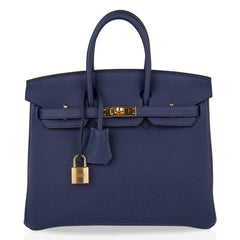 Blue Encre Gold Hardware Togo Leather Bag