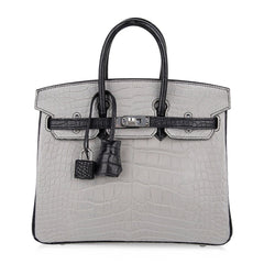Gris Perle / Black Matte Alligator Palladium Hardware Bag