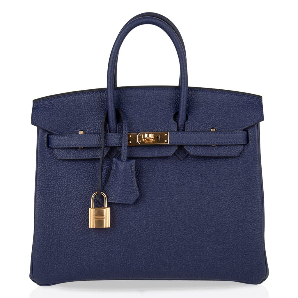 Blue Encre Gold Hardware Togo Leather Bag