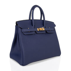 Blue Encre Gold Hardware Togo Leather Bag