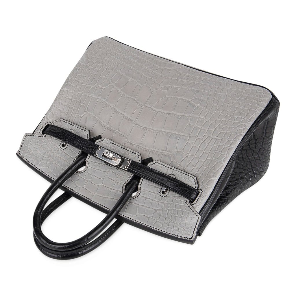 Gris Perle / Black Matte Alligator Palladium Hardware Bag