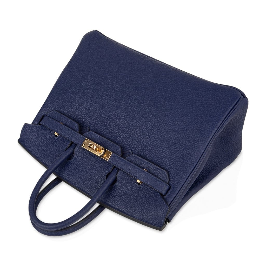Blue Encre Gold Hardware Togo Leather Bag