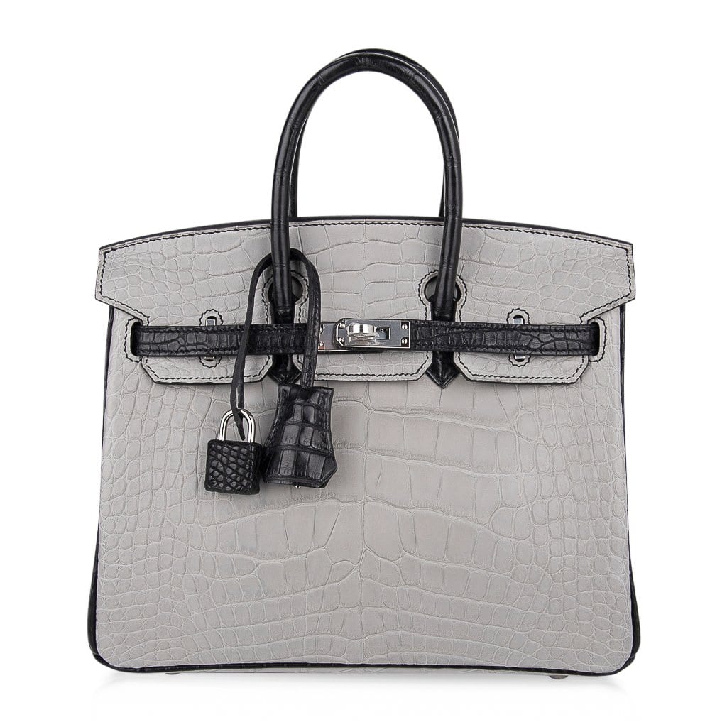 Gris Perle / Black Matte Alligator Palladium Hardware Bag